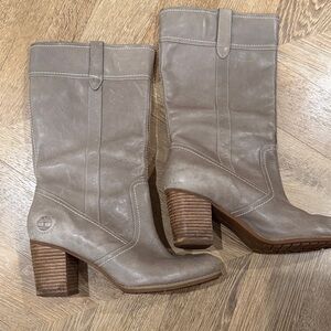 Timberland Taupe Brown Leather Heeled Boots